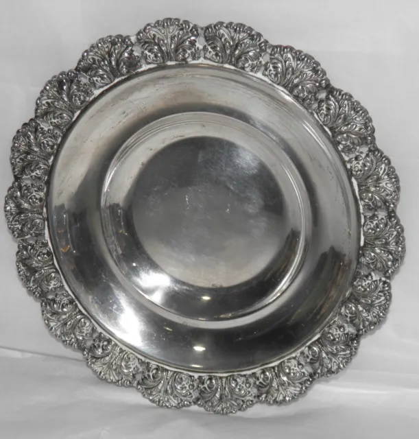Lovely Antique CONTINENTAL .800 SILVER Dish Bowl w/ Lace Edge 176 grams 7 3/4"