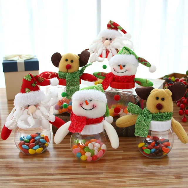 3 piezas Christmas Unique Candy Jar Hermoso Navidad Caramelo Almacenamiento Galleta Comida