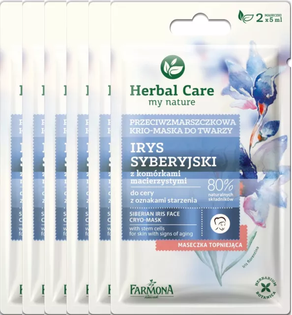Siberian Iris Face Cryo Mask with Stem Cells Farmona Herbal Care (set of 6 Pcs.)