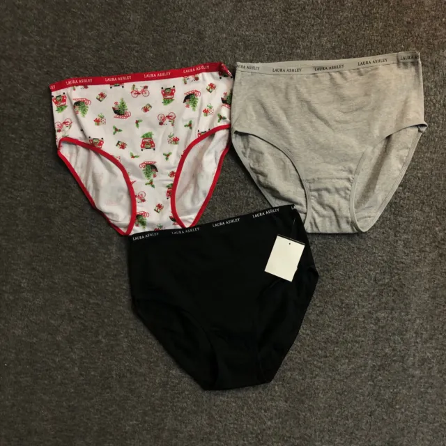 LAURA ASHLEY WOMENS Brief Underwear Panties 5-Pair Cotton Blend (B