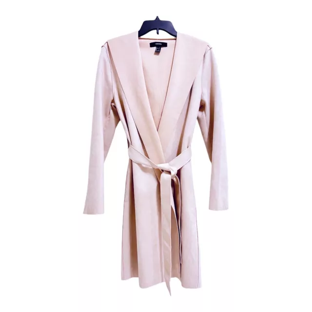 Forever 21 Pink Trench Coat Belted Champagne Topper Jacket Women’s L