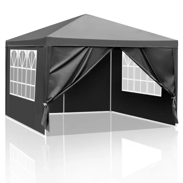 10'x10' Waterproof Gazebo Outdoor Canopy Party Wedding Tent w/4 Side Walls,Black