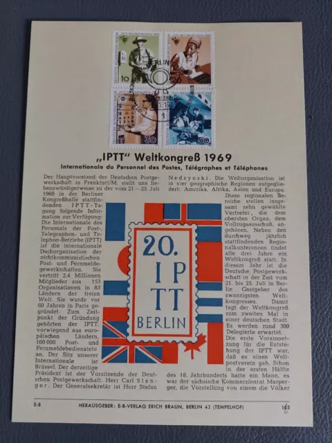 DBP- Berlin - Private ETBlätter - IPTT Weltkongreß  1969 -  21.07.1969