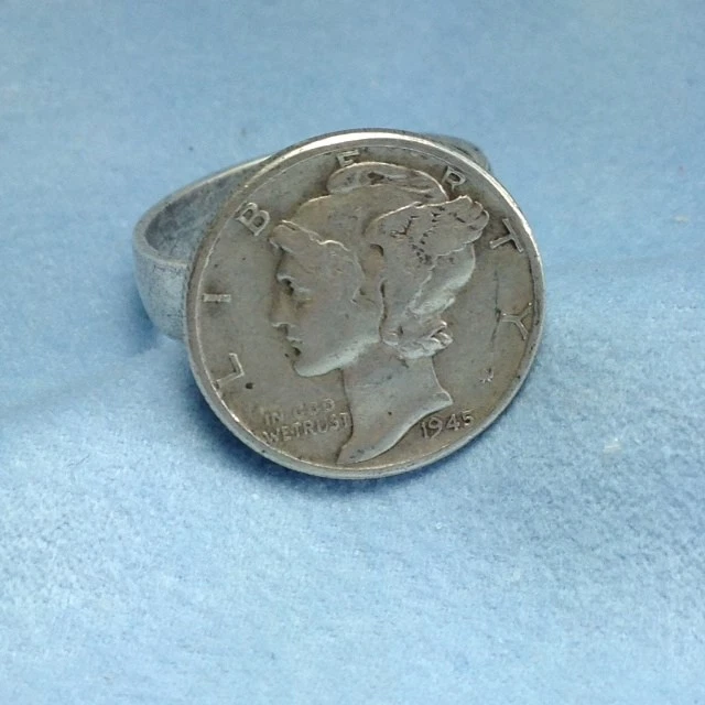 COIN JEWELRY~US Liberty Mercury dime silver ADJUSTABLE RING NEW made in the USA COIN JEWELRY~US Liberty Mercury dime silver ADJUSTABLE RING NEW made in the USA