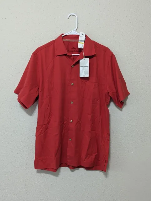 New Tommy Bahama Catalina Stretch Twill Red Button Up Shirt Mens Size Medium