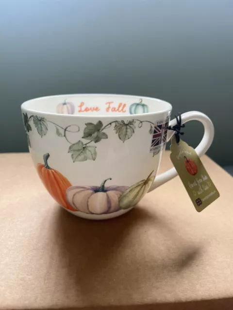 NEW Harvest Green Studio Bone China Pumpkin Cup