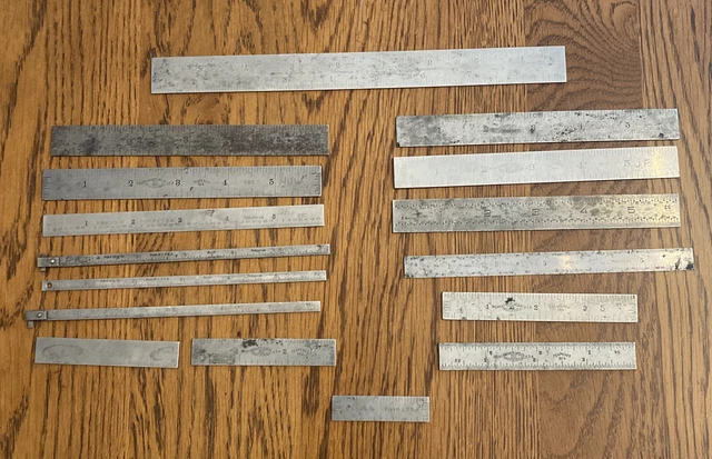 Large Lot Vintage / Antique Brown & Sharpe Rulers Hook Rule 1” - 9” Used