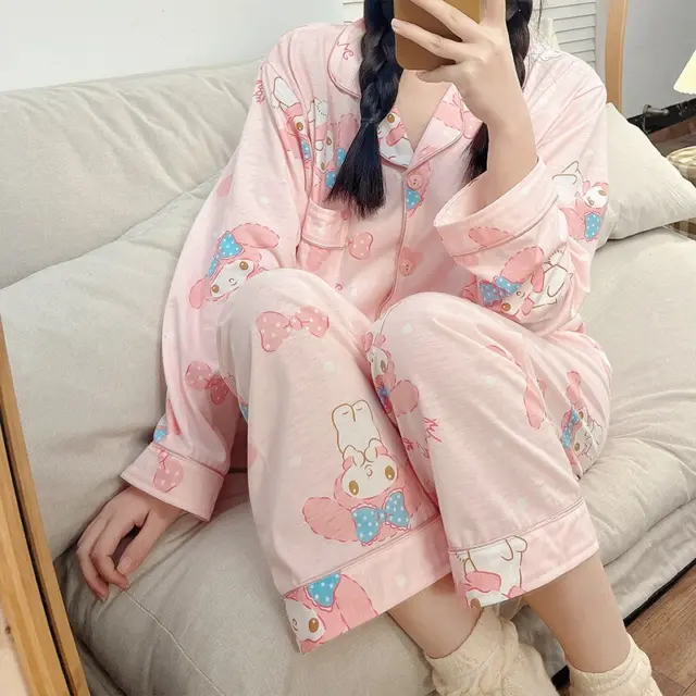 Set pigiami MyMelody Kawaii abbigliamento casa maniche lunghe carino anime pigiami pigiami pigiami 5