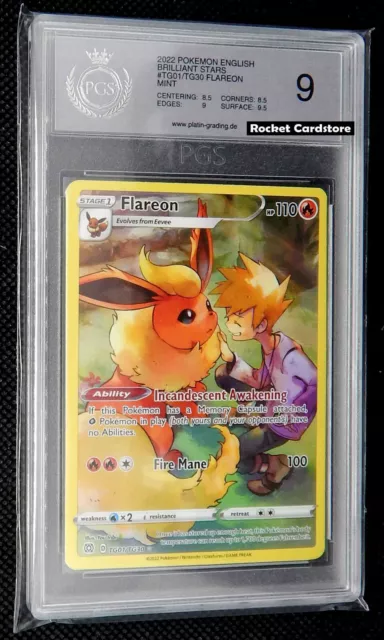 Pokemon Flareon Full Art Flamara EN TG01/TG30 Brilliant Stars PSA PGS 9 Mint