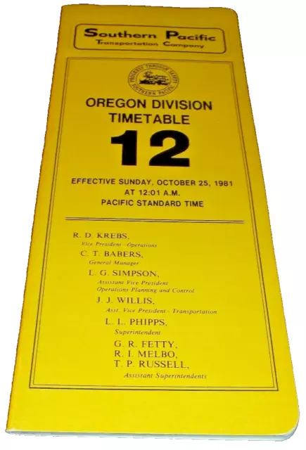 1981 Southern Pacific Oregon Division Employee Timetable #12