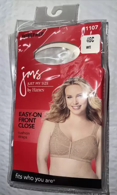 JUST MY SIZE ~ JMS … Front Close No Wire Unpadded Bra … White