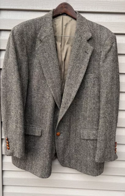 Vintage 80s Woolrich Harris Tweed Wool Blazer Sport Coat Men's 46 Large 46R