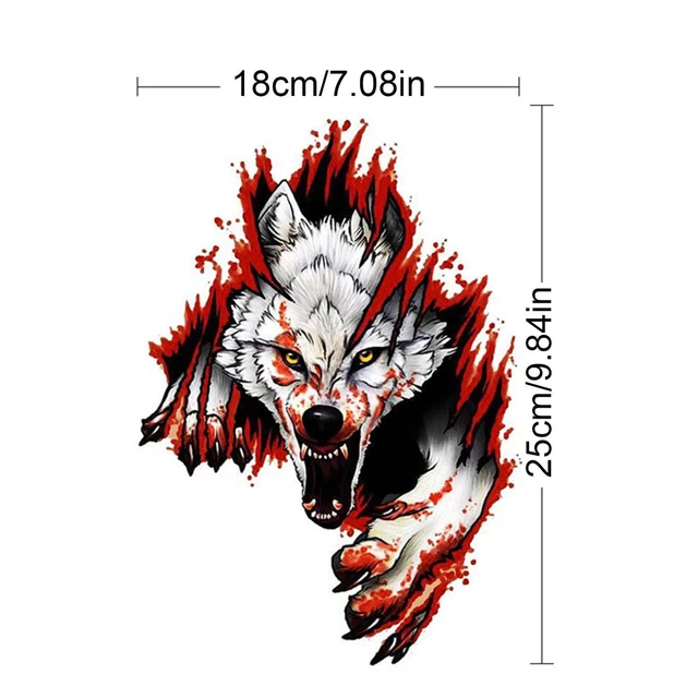ANGRY WOLF DECAL Wolf Car Sticker Waterproof Fun PVC Car Body Window