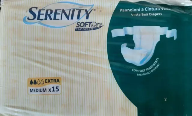 15 PANNOLONI A cintura Serenity Soft Dry Taglia M Formato Extra EUR 9,99 -  PicClick IT