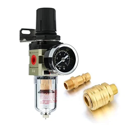 Séparateur D'Eau + Régulateur Pression Air Comprimé 3/8" – Filtre Automatique Anti-Huile & Humidité Pour Compresseur – 0.05-0.85 MPa