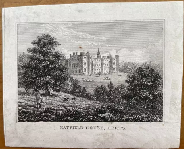 Antique Print Hatfield House Hertfordshire C1820