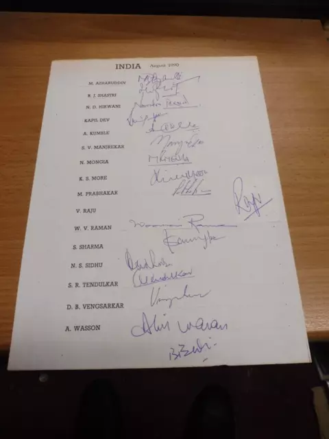 India Tour of England 1990 - Signed by 17 including Sachin Tendulkar