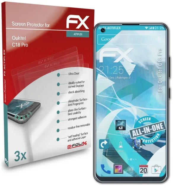 atFoliX 3x Écran protecteur pour Oukitel C18 Pro clair&flexible