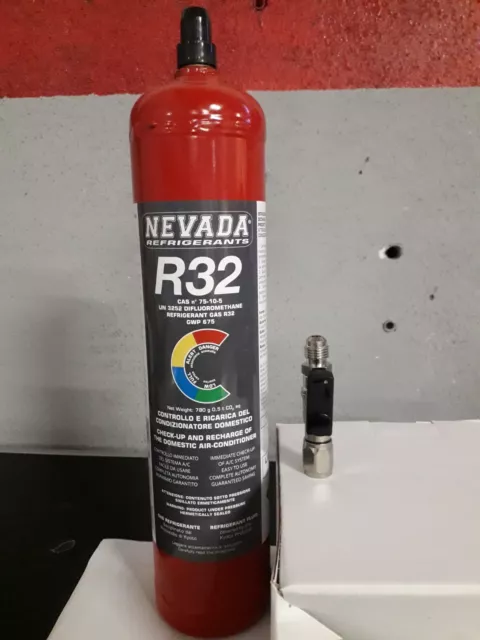 Bouteille de gaz réfrigérant R410A / R32 de 1 l avec manomètre