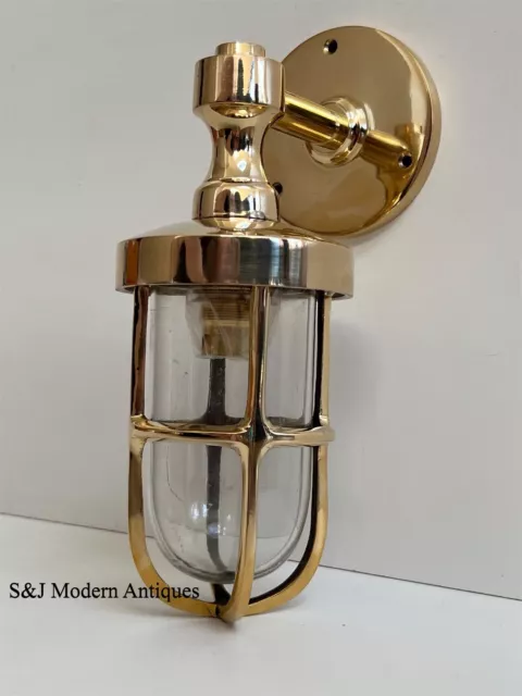 Pair Of Vintage Industrial Cage Wall Sconces - Antique Brass, E27 Bulb, Rusty Finish