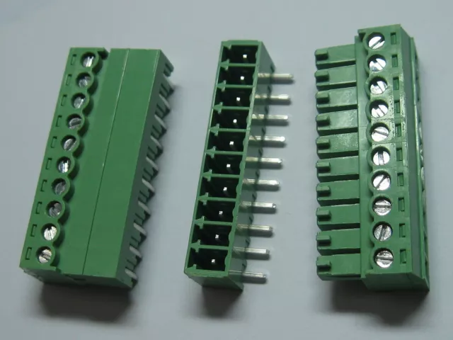 50pcs Screw Terminal Block Connector 3.81mm Angle 10pin Green Pluggable Type New