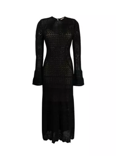Traje Twinset de Mujer Modelo Largo En Suéter Punto Encaje Color Negro