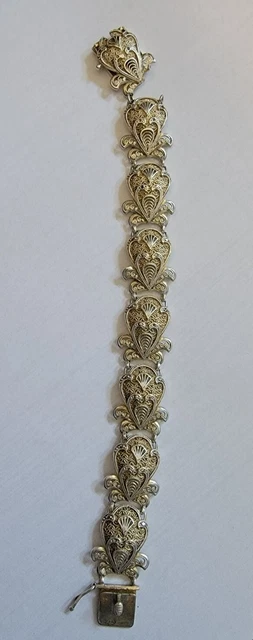 Bracciale in argento sterling 925 dal design ovale con smalto blu, intagliato di buona qualità vintage unico - Italia