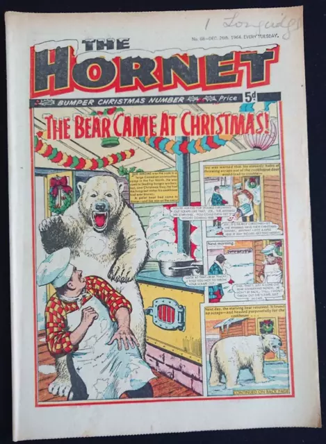 The Hornet Comic # 68 26 December 1964 UK Weekly Bear Came At Christmas Issue