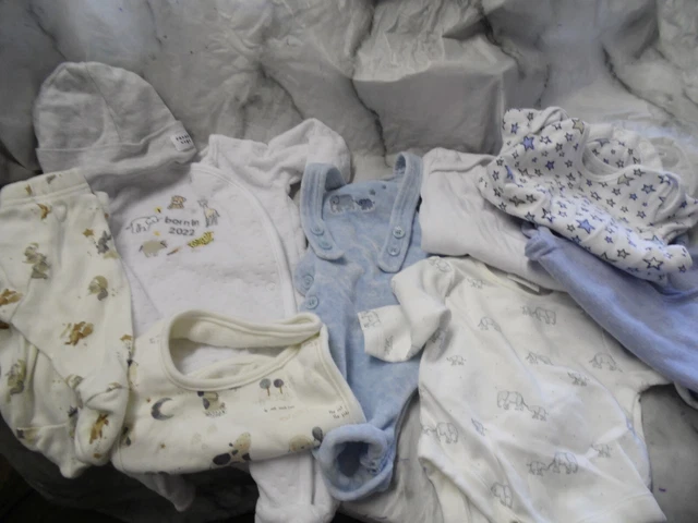 baby clothes bundle 9 items newborn/first size leggings vests hat dungarees etc