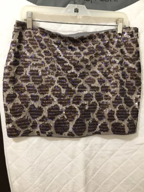 Express Skirt All Over Sequin Leopard Medium NWTags Brown Purple, Nice