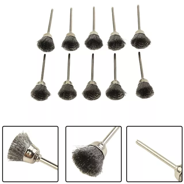 10pcs Mini-Wire Brush Brushes Brass Cup Wheel For Grinder Or Drill Set - Durable