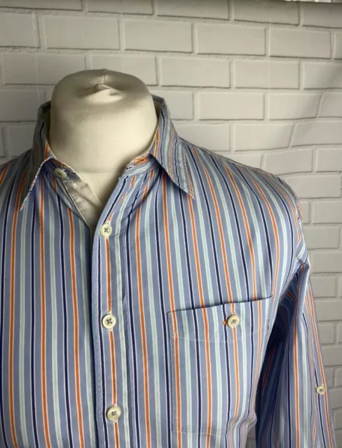 Camicia rosa Thomas blu a righe media casual vestibilità regolare polsino con bottoni