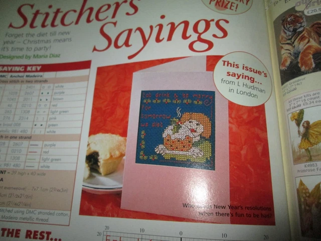 'Eat Drink and Be Merry' Stitchers' Sprüche Weihnachten Kreuzstich Tabelle (nur)