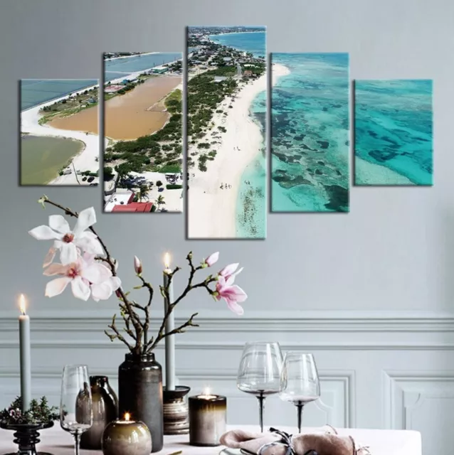 Nature Island Beach Poster Blue 5Pcs Wall Art Canvas Painting Picture Home Decor