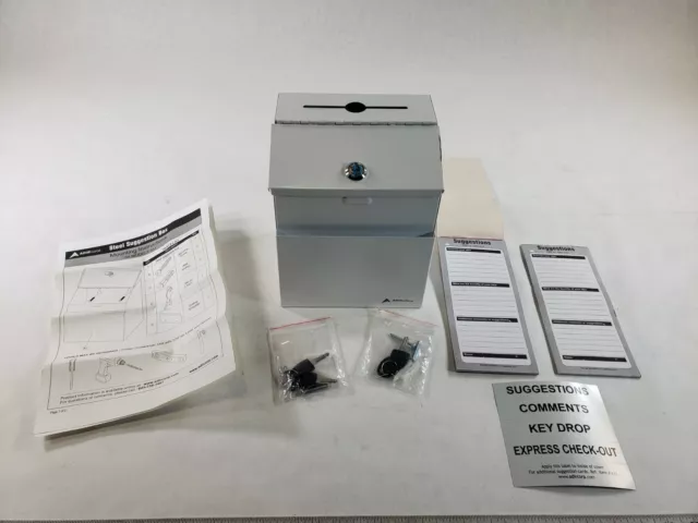 Adir Office 631 White Wall Mountable Front Pocket Lockable Steel Suggestion Box