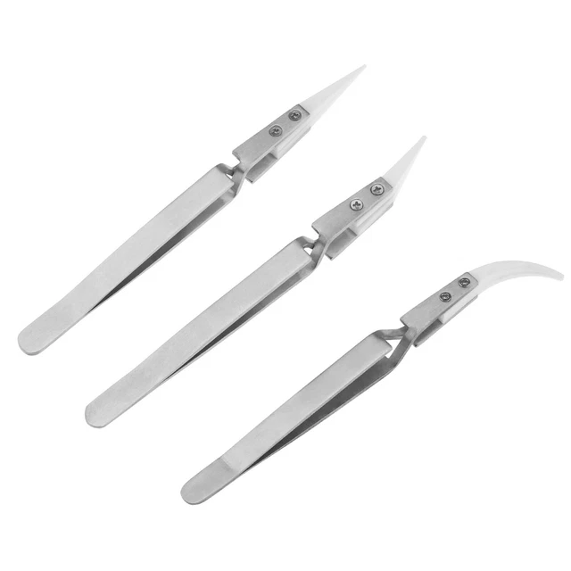 3 piezas pinzas ESD para reloj instrumentos electrónicos de precisión joyería manicuras