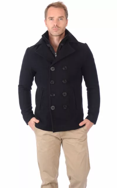 SCHOTT Cyclone 2 , Caban Manteau Duffle Coat Bleu Marine , Neuf Étiquette T. S