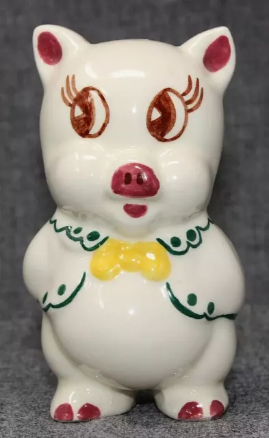 VINTAGE Handpainted Ceramic Piggy Bank, Pig in Coat Yellow Bow Tie 4 3/4" EPOC