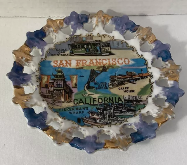 Vintage MCM San Francisco California Souvenir Plate Efcco Made In Japan