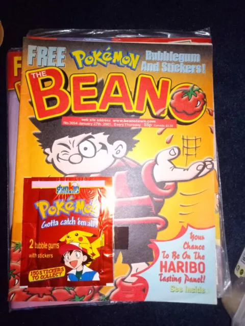 THE BEANO - NUMBER 3054 - JANUARY 27TH 2001. Free Pokémon Stickers