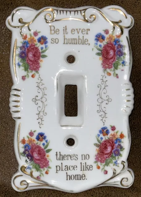 Vintage Floral Porcelain Ornate “There’s No Place Like Home” Light Switch Cover