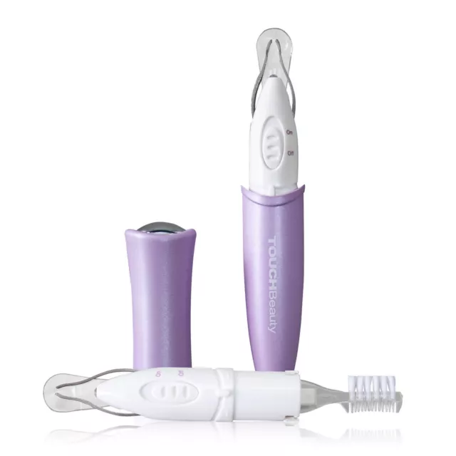 LED automatische Pinzette Tweezer mit Licht, Brauenkamm  und Lupe Lila NEU