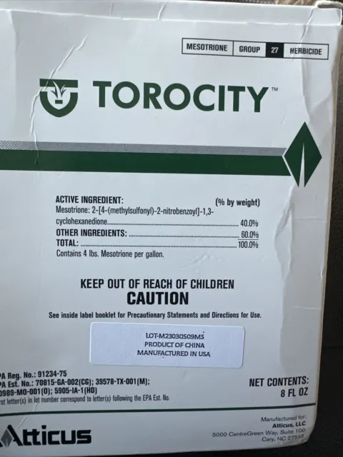 Torocity Turf Herbicide - Mesotrione Concentrate 8 Fl oz