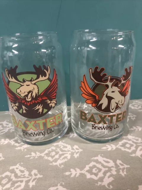 Baxter Brewing Company Beer Can Shaped Pint Drinking Glasses - Set Of 2!