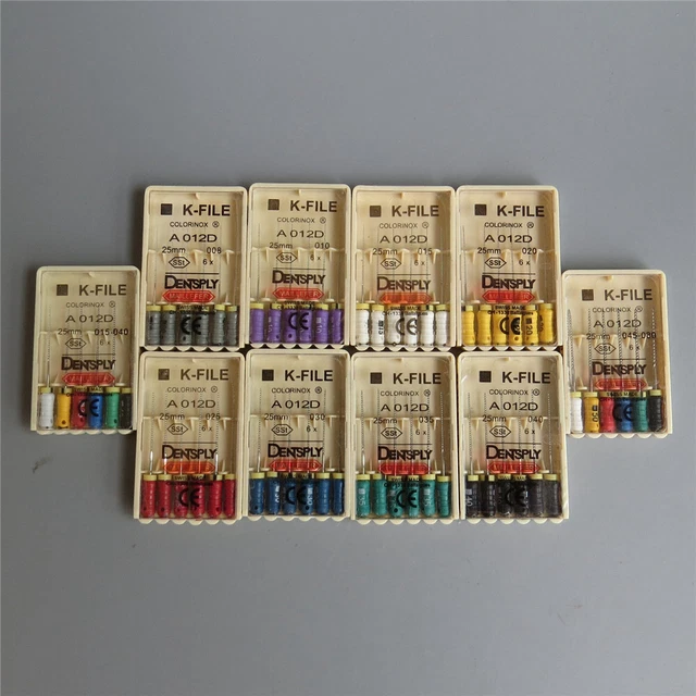 All size Dentsply Maillefer K-File Endodontic Dental Files 12 Packs 25 mm