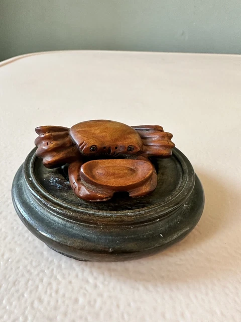 🧡Antique, 19th C. Wood netsuke, snake & skull . Masakatsu💙