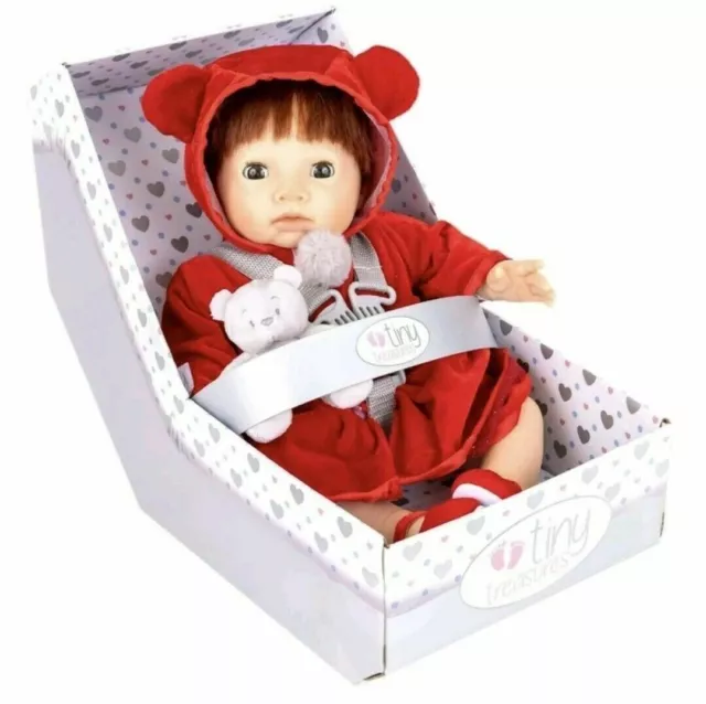 Bambola Belle Treasures - bambola ragazza 17 pollici/44 cm in abito rosso con orsacchiotto giocattolo