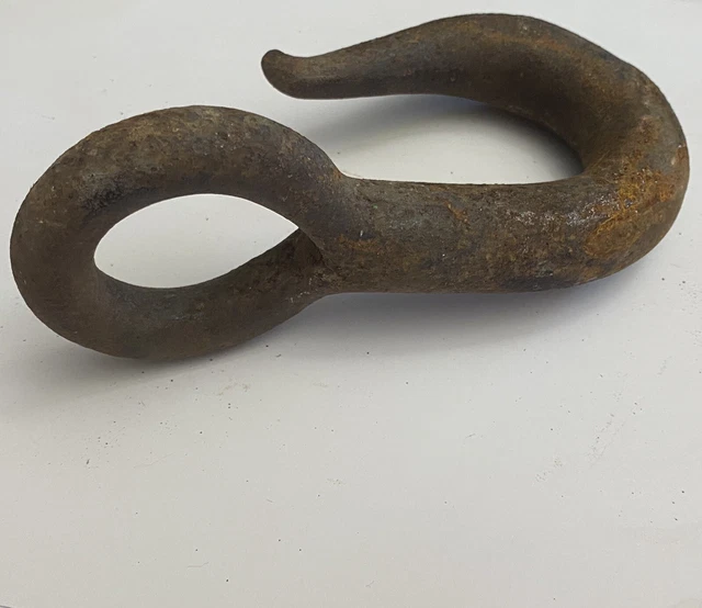 Large Early Antique Hand Forged Primitive old Hanger Wrought Iron Hook