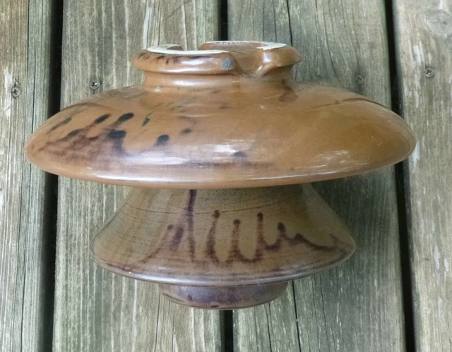 ONE-OF-A-KIND Large BROWN Porcelain/Ceramic High Voltage Power Line Insulator.