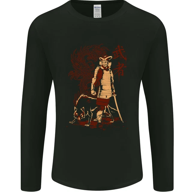 Dragon Warrior Wolf Dragon Samurai MMA Mens Long Sleeve T-Shirt